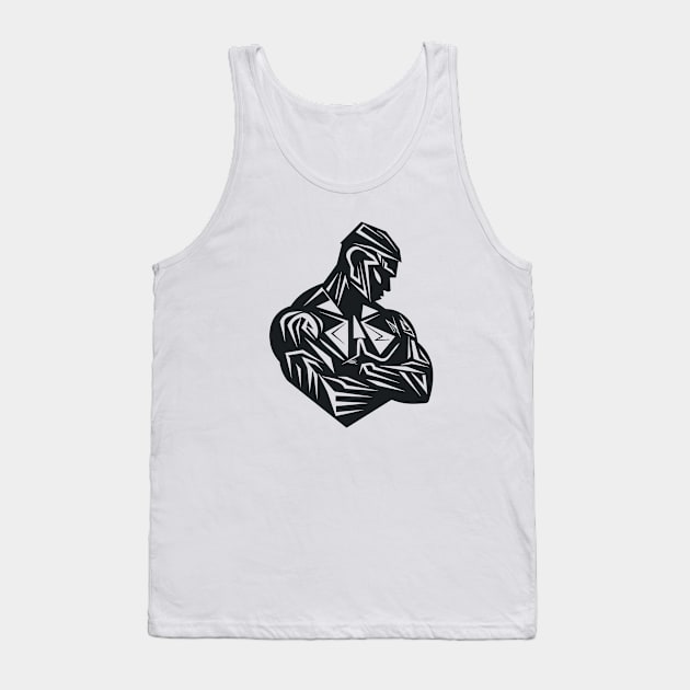 Man Strong Will Power Vector Graphic Tank Top by Cubebox